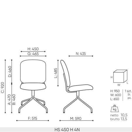 Dimensions Modèle Hens HS 4S0 H