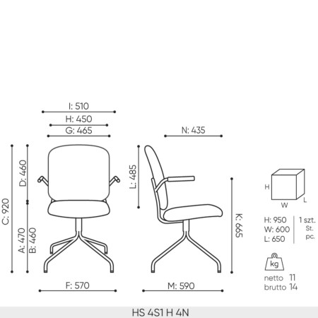 Dimensions Hens HS 4S1 H