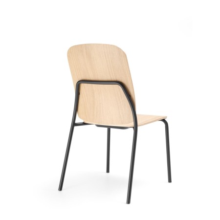 Chaise empilable Hens HS 215 H structure noire dossier en bois