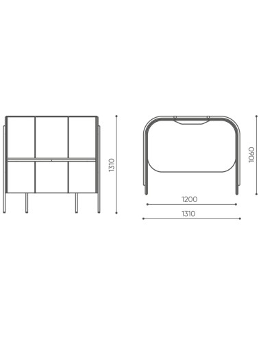 Dimensions du poste Leaf Pod avec représentation du bureau intégré. - Leaf Pod