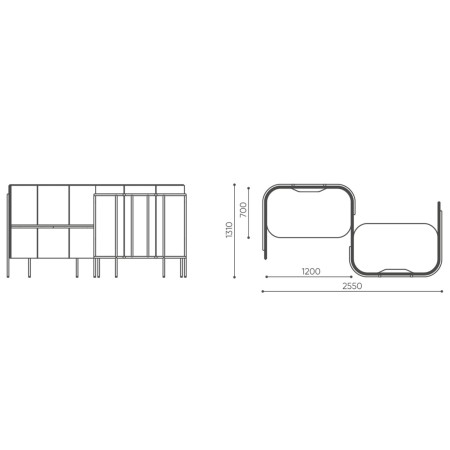 Dimensions du Leaf Pod, vue frontale et vue latérale, montrant les proportions du module. - Leaf Pod