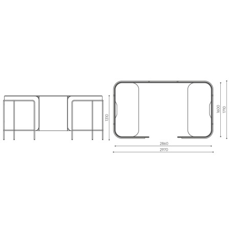 Dimensions du Leaf Pod en vue technique : représentation du module avec ses proportions en plan. - Leaf Pod
