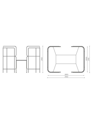 Dimensions du module Leaf Pod avec vues techniques avant et latérales, indiquant l’encombrement global du système. - Leaf Pod