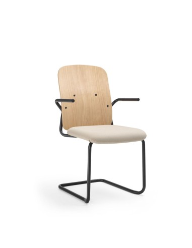 Version bois placage naturel chaise Hens HS 230 H avec accoudoirs