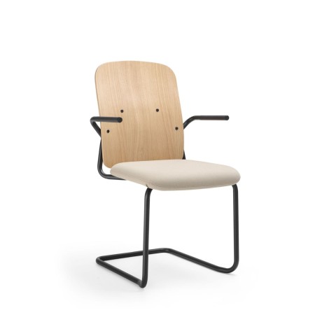 Version bois placage naturel chaise Hens HS 230 H avec accoudoirs