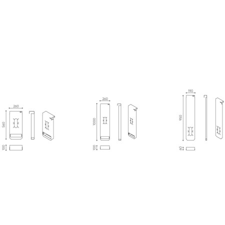 Dimensions d’un support vertical accompagné de ses composants techniques et accessoires associés. - Accessoires