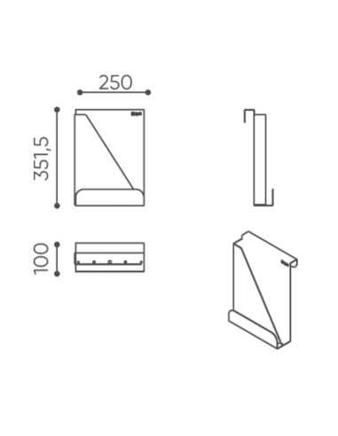 Dimensions d’un ensemble mural comprenant un module vertical, sa fixation et ses éléments latéraux. - Accessoires