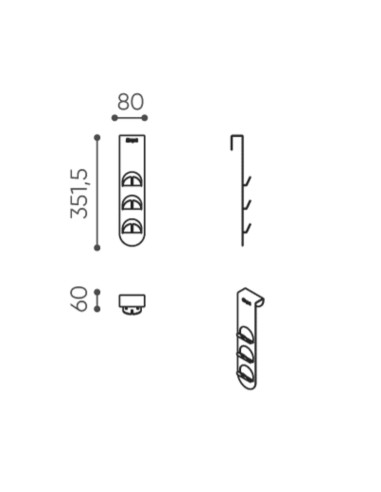 Dimensions d’un plateau mural arrondi montrant les axes de références et perçages. - Accessoires