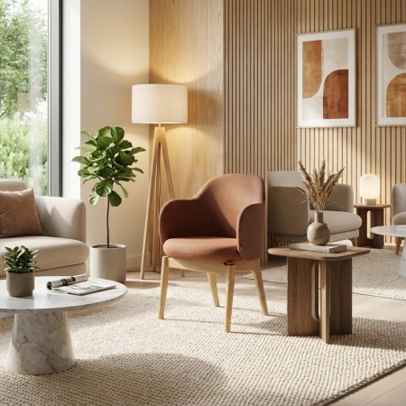 Chaise Flos FSW KP 721 en tissu avec pieds en bois naturel 2