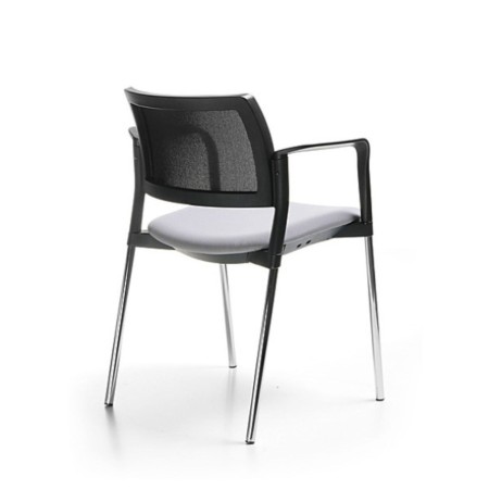 Chaise de réunion noire Kyos avec accoudoirs vue de dos