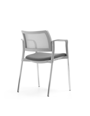 Chaise Kyos blanche avec accoudoirs pour salles de conférences