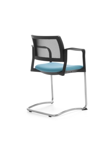 Chaise visiteur KY 230 avec dossier en maille et assise turquoise – modèle pour entreprises