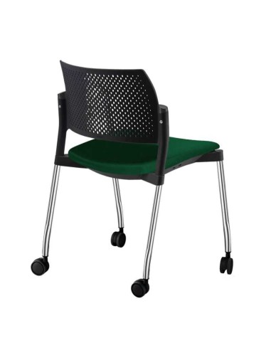 chaise visiteur d’entreprise sur roulettes – structure chromée et assise rembourrée