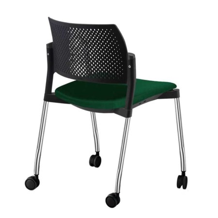 chaise visiteur d’entreprise sur roulettes – structure chromée et assise rembourrée