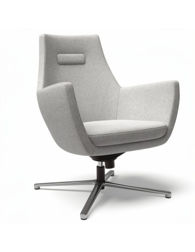 Fauteuil Umm en tissu gris, vue de trois quarts avant – monbureau