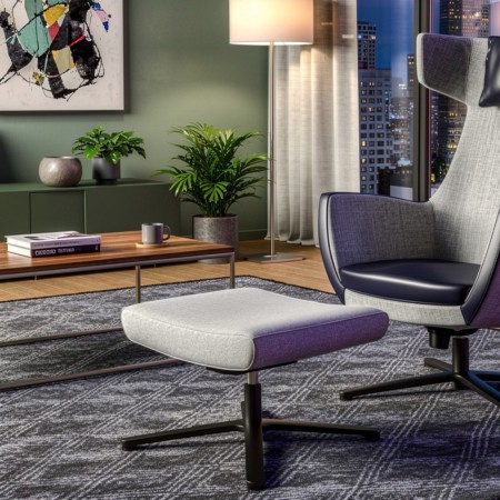 Repose-pieds pivotant en tissu gris pour fauteuil - Umm 2