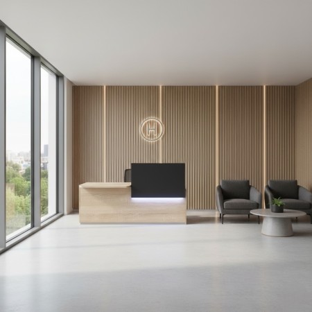 Meuble de réception dans espace d'accueil d'un hôtel