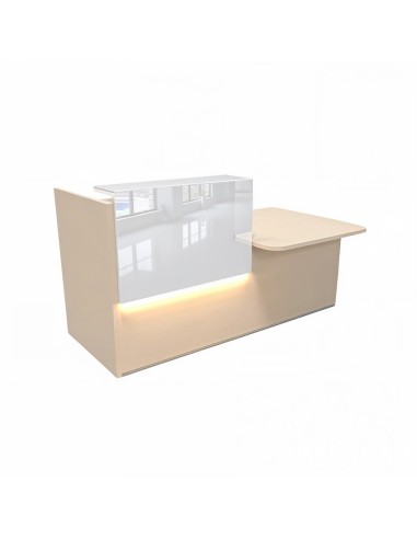 Meuble de réception avec réhausse, led et une partie plus basse PMR