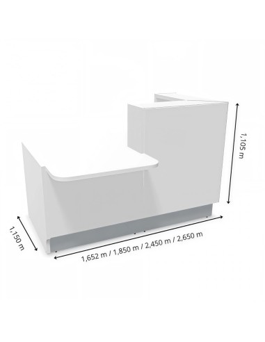 Dimensions meuble de réception avec angle et accès PMR