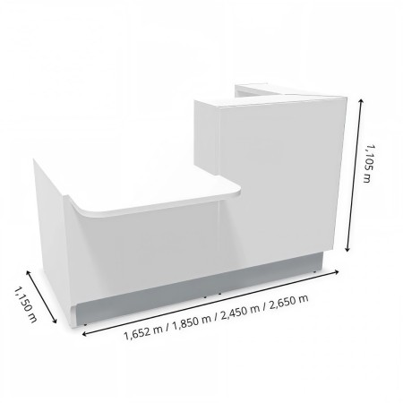 Dimensions meuble de réception avec angle et accès PMR