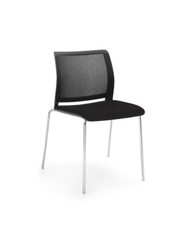 Chaise de conférence Fendo FD 215 M noire avec dossier en maille