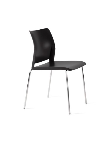 Chaise Fendo FD 215 1N noire avec piétement chromé – vue de profil