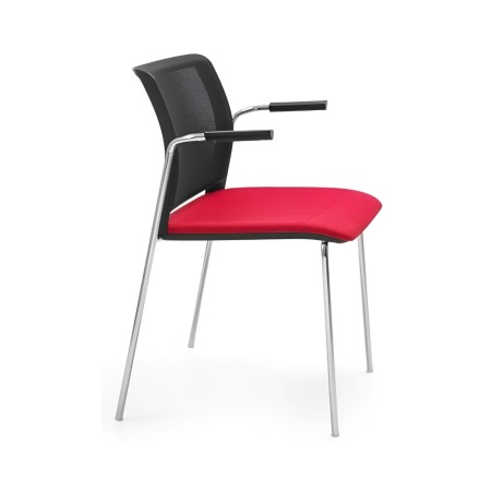 Vue de profil de la chaise FD 220 version 2M – assise tapissée et dossier maille
