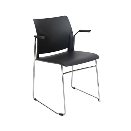 Fendo FD 270 – assise en plastique noir et piètement luge chromé