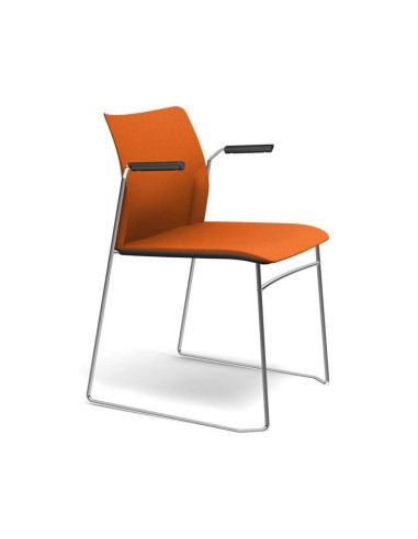 Fendo FD 270 – accoudoirs noirs ergonomiques avec assise orange et dossier rembourrées, confort premium