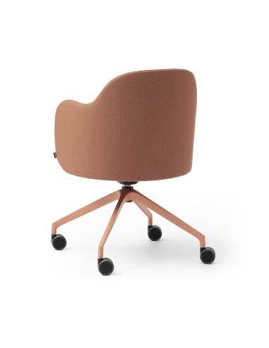 Chaise Flos rose pour bureau et salle de réunion avec accoudoirs et assise rembourrée de dos