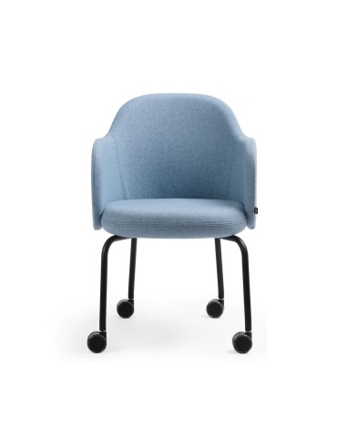 chaise Flos FS KP 260 vue de face avec roulettes – tissu bleu clair