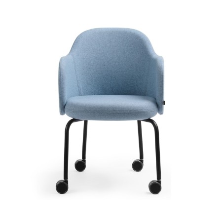 chaise Flos FS KP 260 vue de face avec roulettes – tissu bleu clair