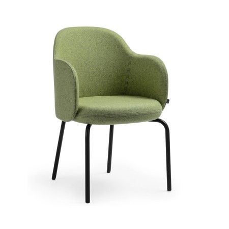 Chaise rembourrée verte Flos FS KP 215 avec pieds fixes noirs