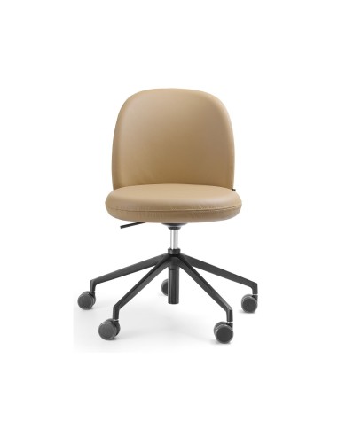 chaise de réunion Flos FS K 5R en cuir beige sur roulettes