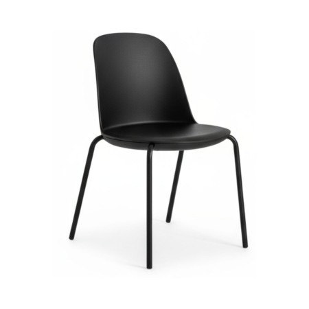 Chaise avec dossier haut incurvé en plastique avec structure minimaliste Haali