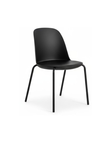 Chaise avec dossier haut incurvé en plastique avec structure minimaliste Haali