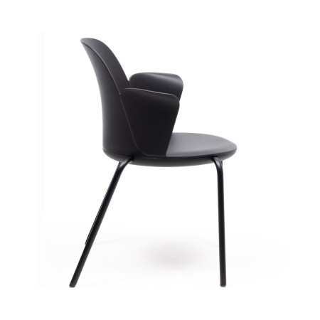 Vue latérale de la chaise de réunion Haali HL 215 P en noir, idéale pour espaces collaboratifs