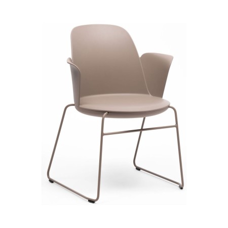 Chaise de réunion Haali HL 270 P avec accoudoirs – vue 34 avant taupe