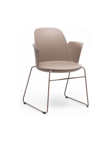 Chaise de réunion Haali HL 270 P avec accoudoirs – vue 34 avant taupe
