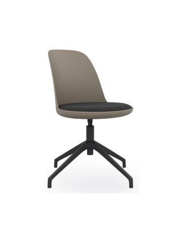 Chaise grise avec coussin noir pour salle de conférence et table ronde - Haali 4R