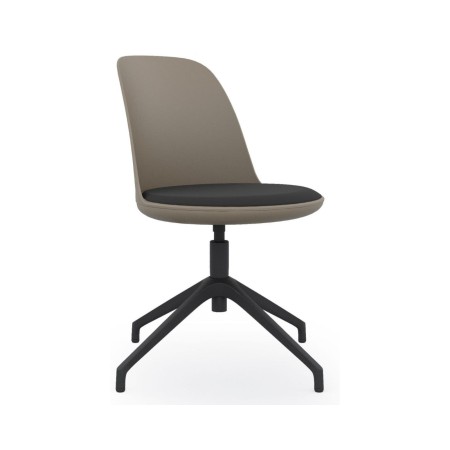 Chaise grise avec coussin noir pour salle de conférence et table ronde - Haali 4R