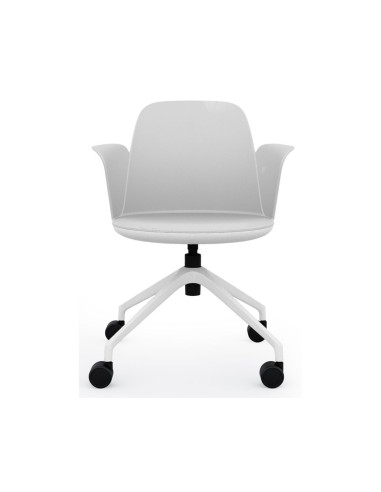 Chaise de réunion Haali HL 4W P blanche avec accoudoirs – vue de face