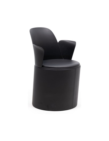 Chaise de conférence Haali HL GR P noire avec base rembourrée et accoudoirs intégrés