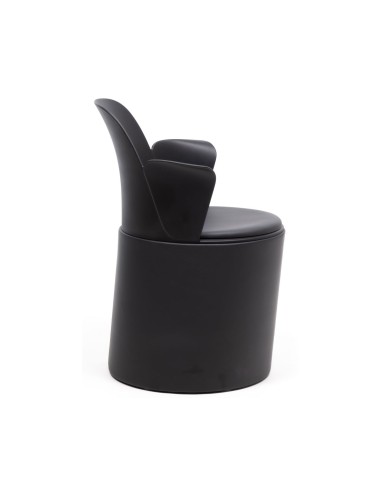 Profil de la chaise Haali HL GR P en similicuir noir avec assise tapissée et dossier galbé