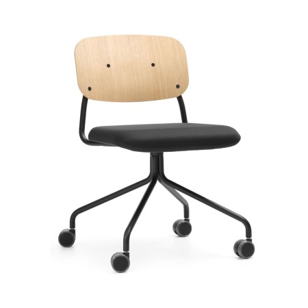 Chaise de travail et réunion pivotant avec roulettes, design nordique Hens