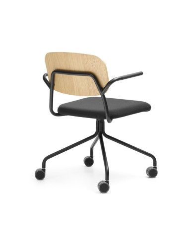 Vue de dos de la chaise Hens 4K1 avec roulettes et assise confort