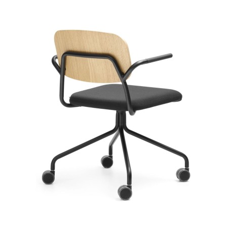 Vue de dos de la chaise Hens 4K1 avec roulettes et assise confort