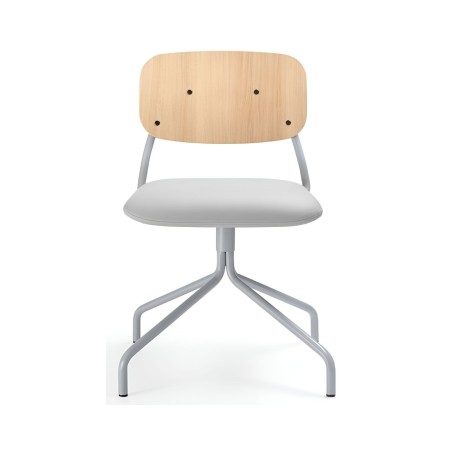 Chaise avec dossier en bois et assise en tissu pour salle pro Hens 4S0 en blanc