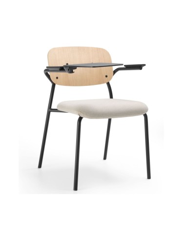Chaise de formation Hens HS 220 avec tablette, idéale pour salles de classe et amphithéâtres.