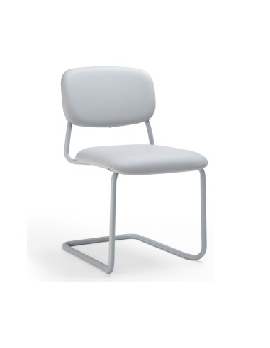 Chaise de conférence HS 231 avec assise rembourrée et dossier capitonné, coloris gris clair